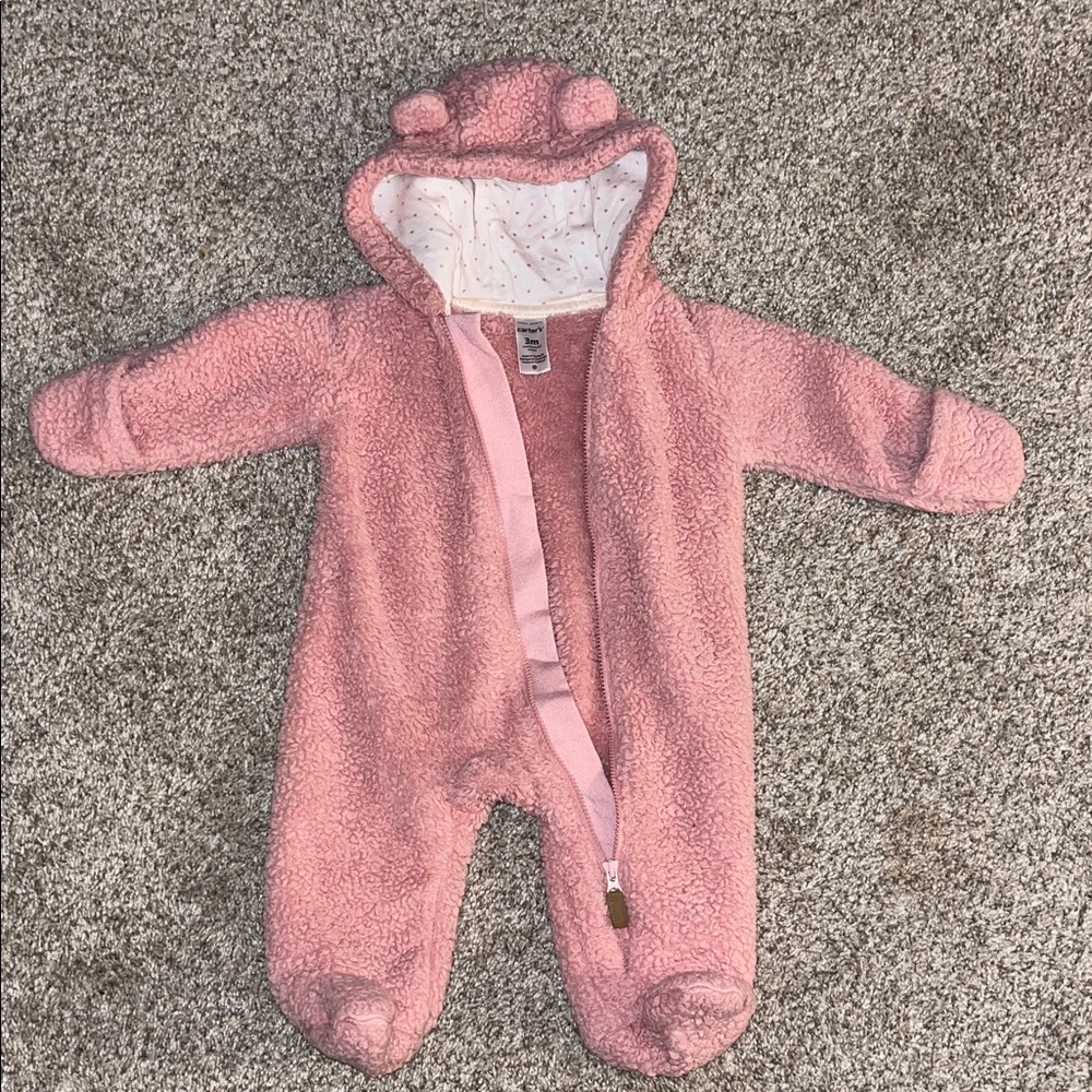 Carter's Pink Fleece Baby Footie